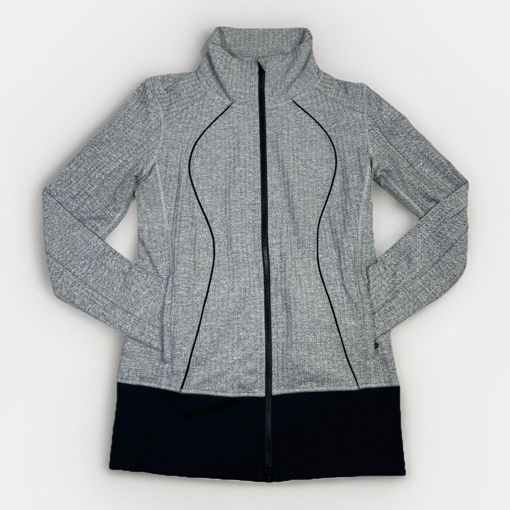 Lululemon Athletica Nice Asana Jacket Womens Zip Up Thumbhole Stretch Gray 8